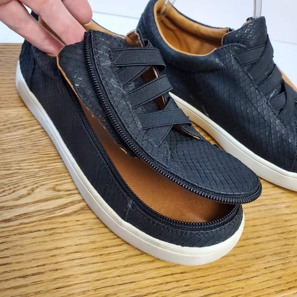 Billy Gore Low Sneakers Women Size 7M Black Snakeskin Zip Around Comfort Shoes